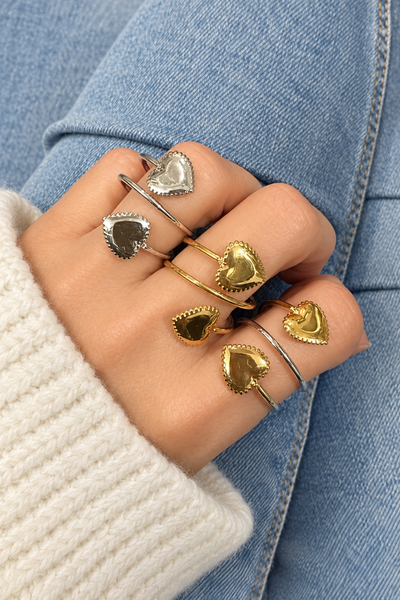 Anello doppio cuore   tre  varianti colore