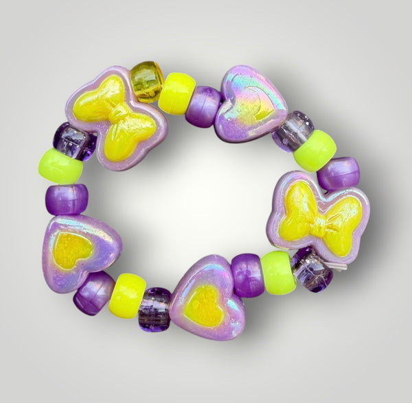Bracciale Colors fiocchi cuori e pony Beads lilla