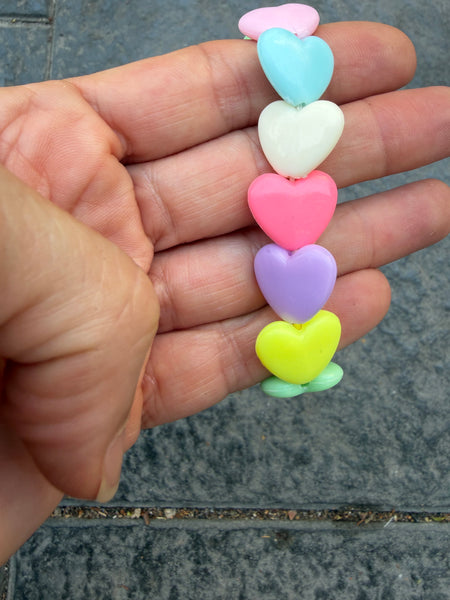 Bracciale colors Beads giro cuori large colori pastello