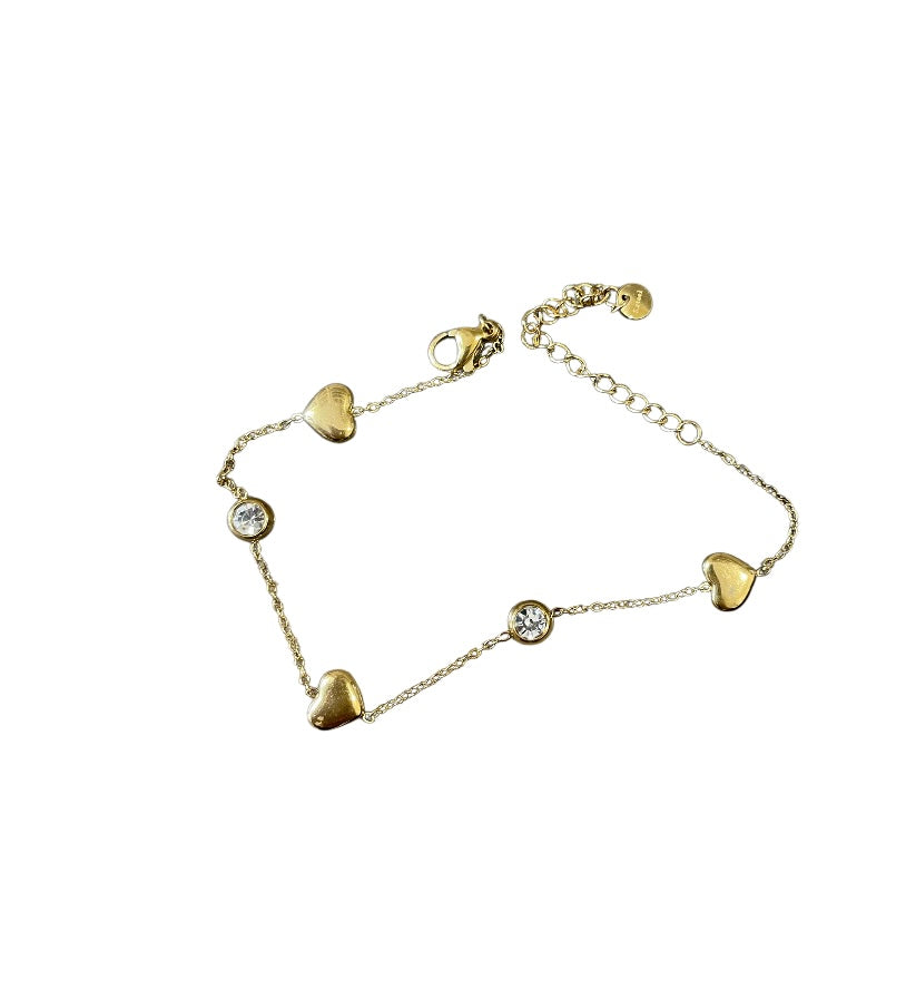 Bracciale cuori puff e punti luce  due varianti colore