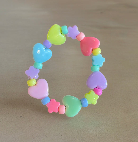 Bracciale Beads giro beads stelline  e cuori large vari colori