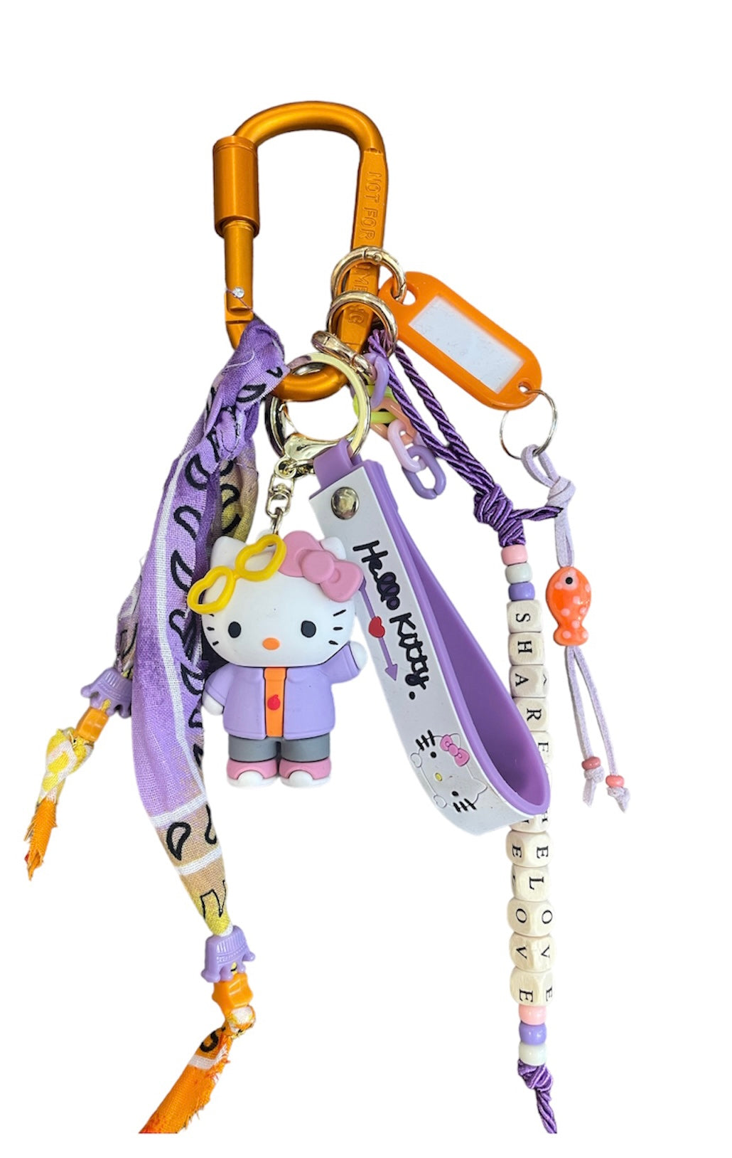 Pimp your Bag Keychain charms per borsa e portachiavi hallo kitty sunglasses lilla