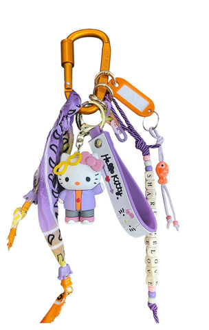Pimp your Bag Keychain charms per borsa e portachiavi hallo kitty sunglasses lilla