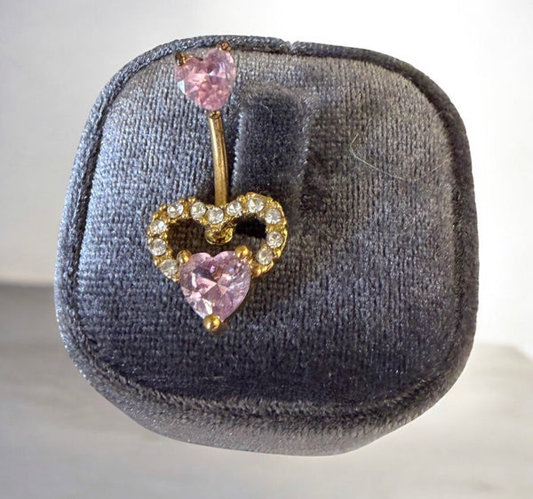 Piercing ombelico tre cuori Crystal due varianti colore