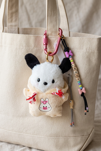 Portachiavi e applique borsa Pimp your Bag cuoricino   in peluche