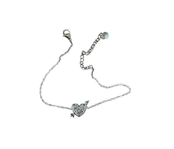 Bracciale cuoricino freccia due varianti colore con crystal