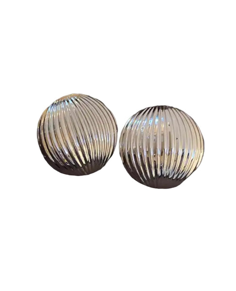 Coppia orecchini maxi sfera rigata Unica due varianti colore