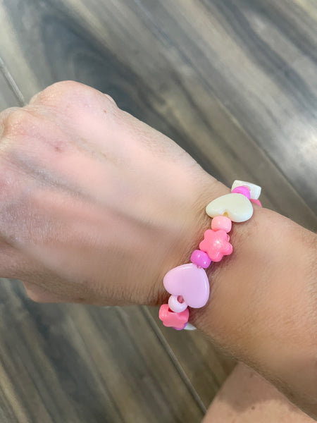 Bracciale Beads giro beads stelline  e cuori large vari colori