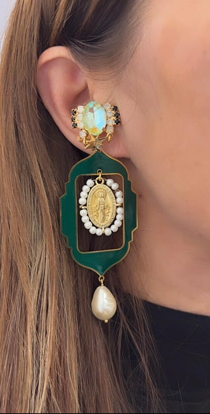 Coppia orecchini principessa Glam Gitan Forest Green