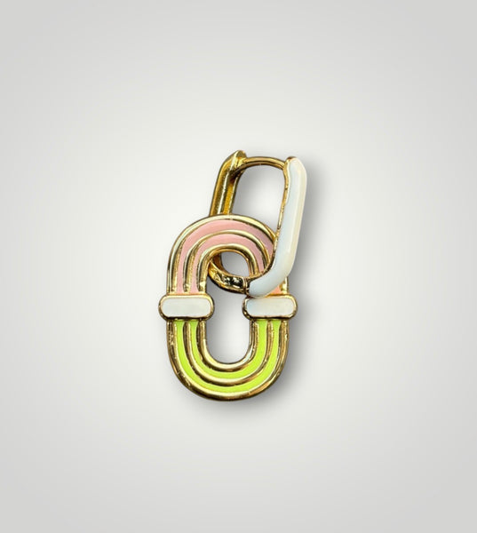 Mono orecchino Chain ovale multicolor smalto vari colori