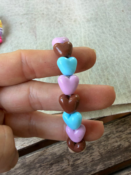 Bracciale colors Beads giro cuori small effetto lucido cioccolato beige turchese lilla