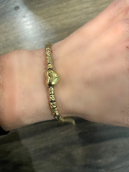 Bracciale catenina con dadini e cuore puff due varianti colore