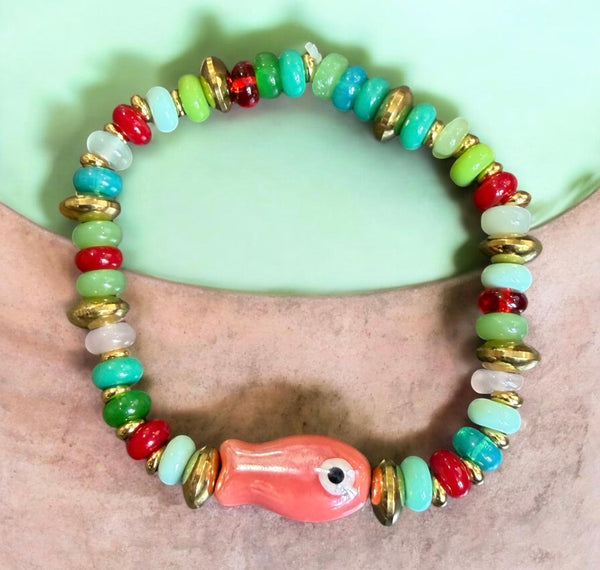 Bracciale pesciolino portafortuna vari colori