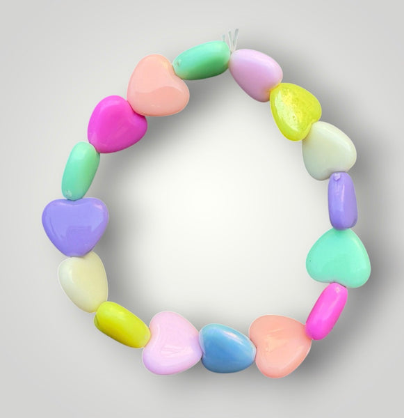 Bracciale colors Beads giro cuori small effetto lucido colori pastello con un solo celeste