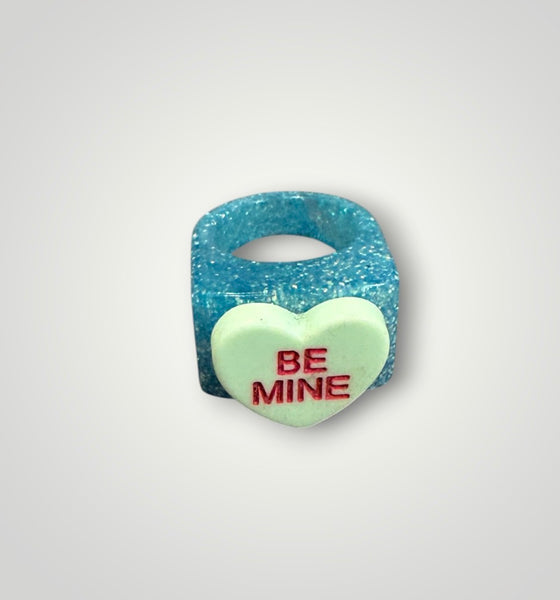 Anello resina glitter cuore be mine vari colori