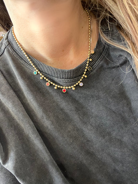 Collana girocollo multi cristal Rainbow
