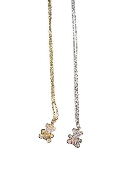 Collana teddy bear crystla con cuore  due varianti colore