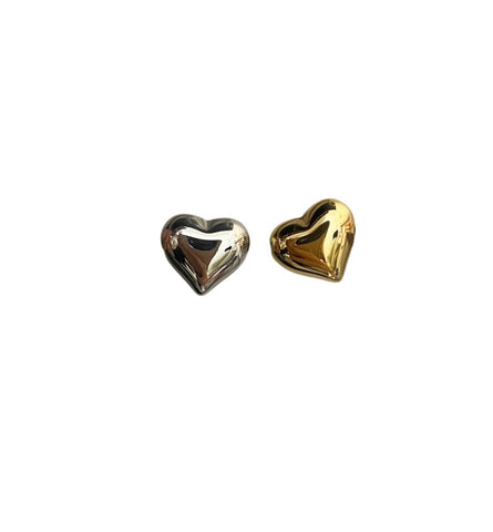 Mono orecchino cuore puff piccolo lobo due varianti colore
