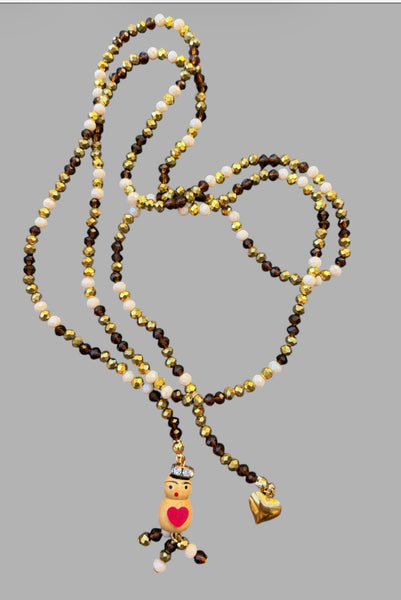 Collana Chinitos  de La Buena  Suerte Marrone oro burro
