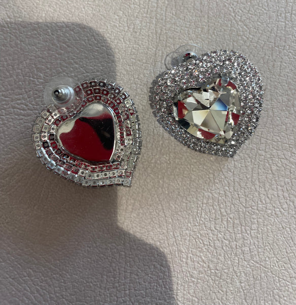Coppia orecchini Big cuore strass