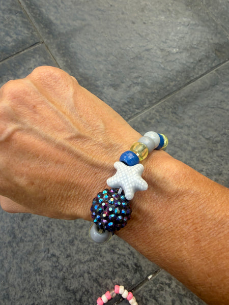 Bracciaie Colors pony Beads sfera Crystal e stella marina