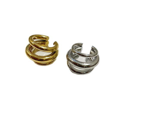 Mono  earcuff 3 multi anelli  due varianti colore