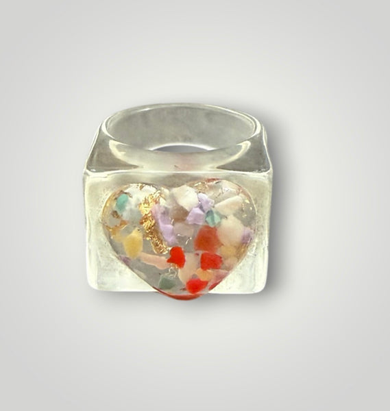 Anello resina cuore mosaico l’anello sceglie dove andare vari colori