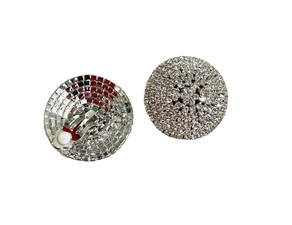 Coppia orecchini maxi sfera bling bling con clip