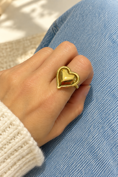 Anello regolabile cuore puff