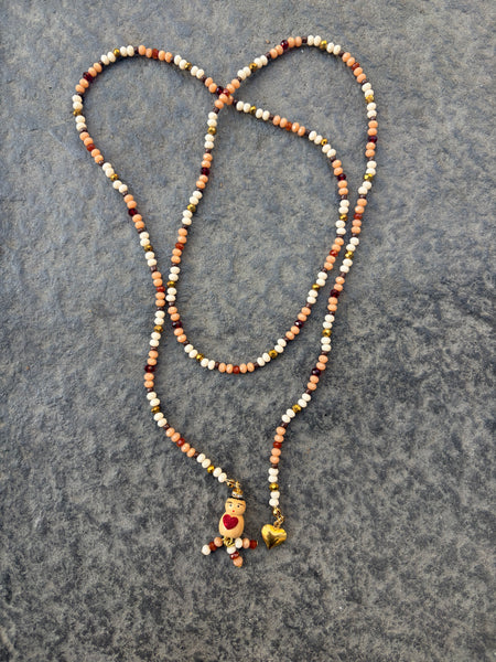 Collana Chinitos  de La Buena  Suerte beige  burro oro burgundy marrone