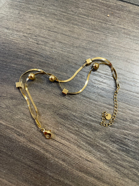 Bracciale snake piatto doppio sfere e dadini
