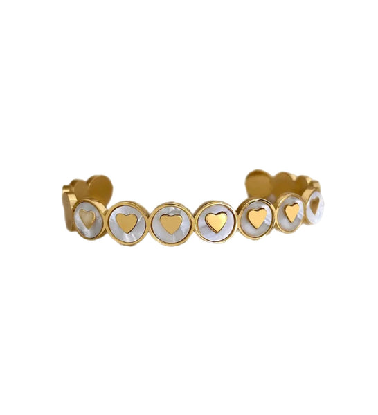 Bracciale delle isole Santorini fascia cuori madreperla