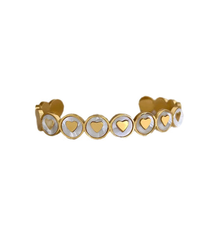 Bracciale delle isole Santorini fascia cuori madreperla