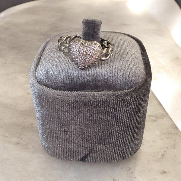 Anello regolabile groumette e cuore pavettato