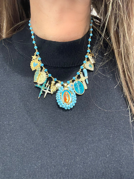 Collana principessa glam Holy Mary turchese