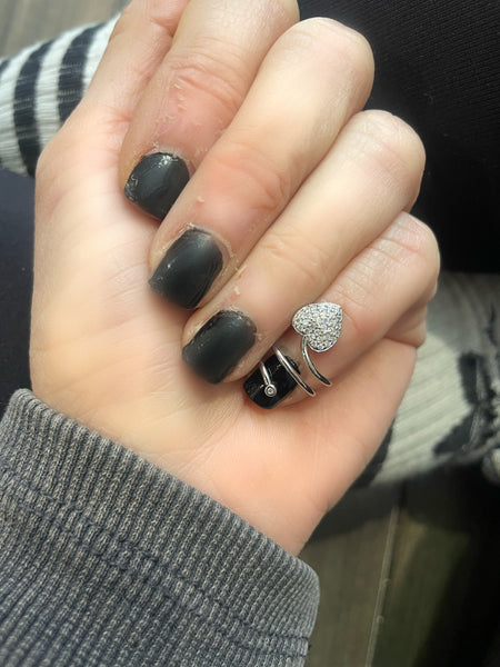 Anello Melory per unghia crystal cuore  e punto luce   due varianti colore