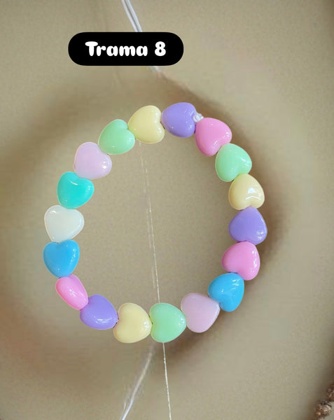 Bracciale Beads giro cuori small vari colori