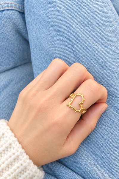 Anello fascia cuori e cuore serenity