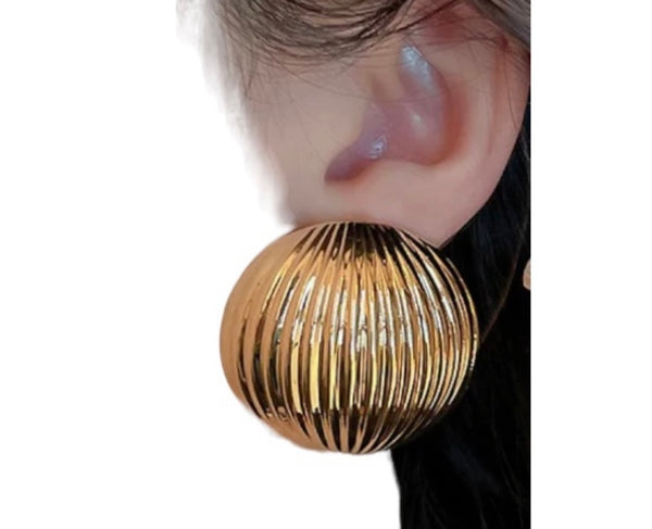 Coppia orecchini maxi sfera rigata Unica due varianti colore