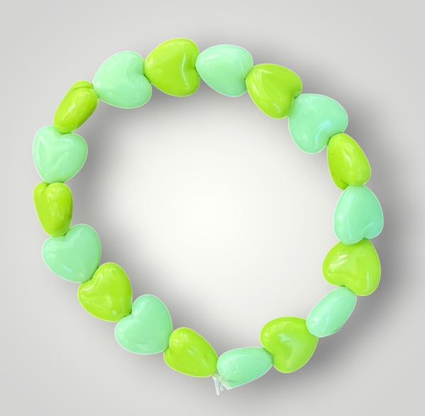 Bracciale colors Beads giro cuori small effetto lucido verde acqua e verde pistacchio