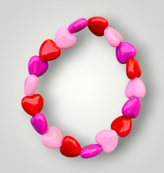 Bracciale colors Beads giro cuori small effetto lucido ciclamino rosso rosa