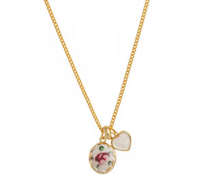 Collana Little Italy retro flowers multi charms cuore perla