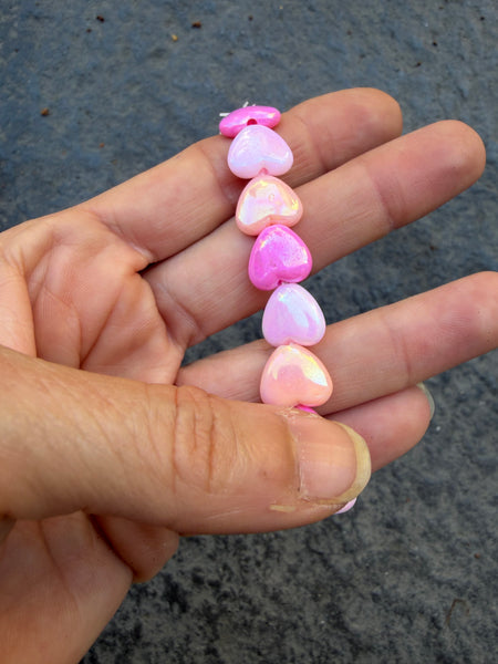 Bracciale colors Beads giro cuori small effetto perlato fuxia rosa salmone