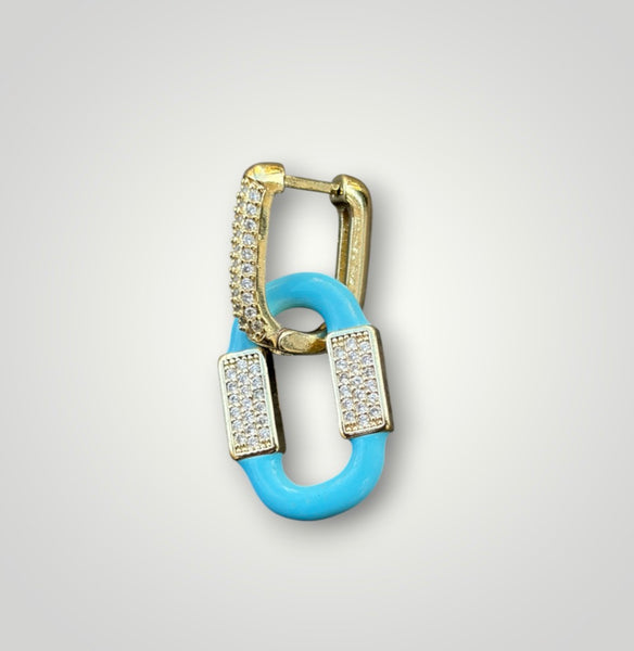 Mono orecchino Chain ovale smaltata pavettata vari colori