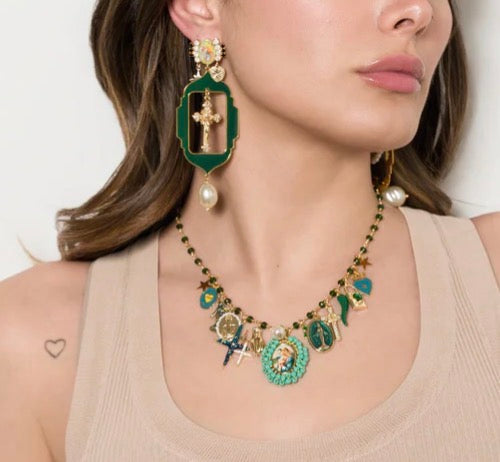 Coppia orecchini principessa Glam Gitan Forest Green