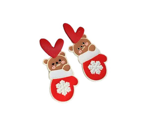 Mono orecchino moffola con orsacchiotto Christmas Edition Natale