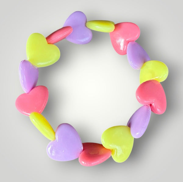 Bracciale colors Beads giro cuori large fuxia lilla giallo