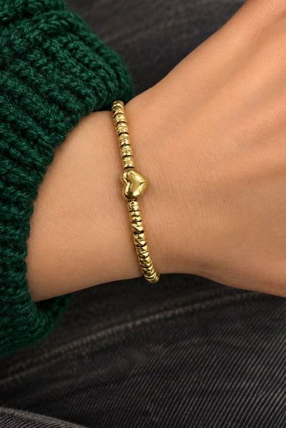 Bracciale catenina con dadini e cuore puff due varianti colore