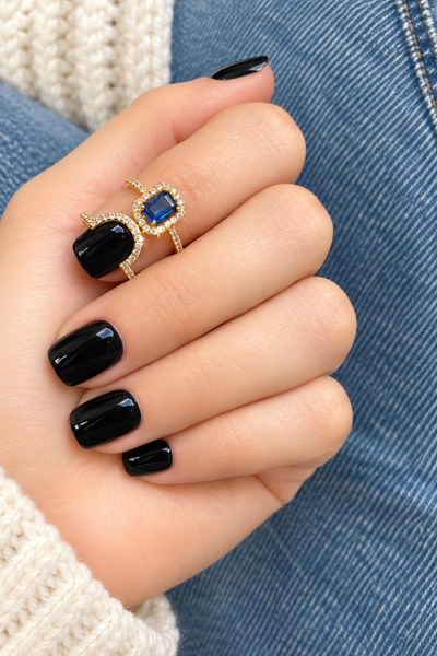 Anello Melory per unghia crystal punto luce diadema blu  due varianti colore