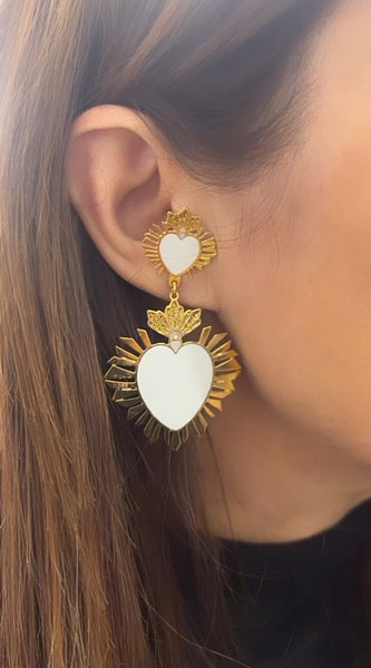 Coppia orecchini principessa Glam Cuore Sacro Saint Paul White